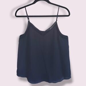 1 STATE Black Sheer‎ V Neck Cami Tank Top Size S Women's Sleeveless